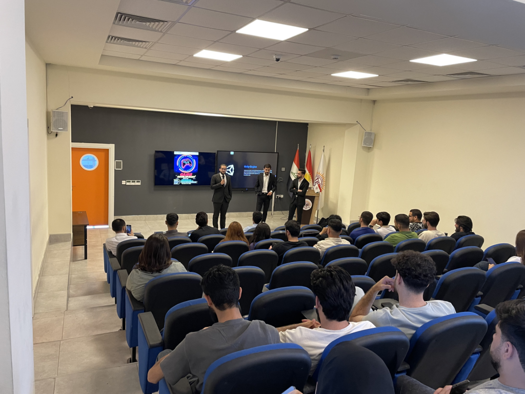Presenters introduce themselves to the students